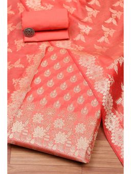 Biba - Women Pink Cotton Unstitched Top & Bottom with Dupatta