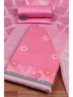 Biba - Women Pink Cotton Unstitched Top & Bottom with Dupatta