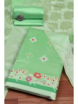 Biba - Women Pista Green Cotton Unstitched Top & Bottom with Dupatta