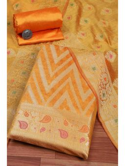 Biba - Women Mustard Cotton Unstitched Top & Bottom with Dupatta
