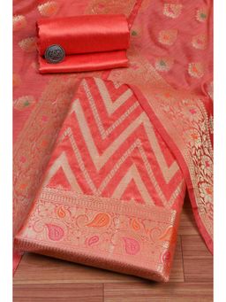 Biba - Women Pink Cotton Unstitched Top & Bottom with Dupatta