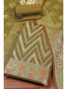 Biba - Women Pista Green Cotton Unstitched Top & Bottom with Dupatta