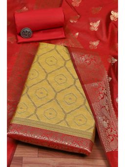 Biba - Women Mustard Chanderi Unstitched Top & Bottom with Dupatta