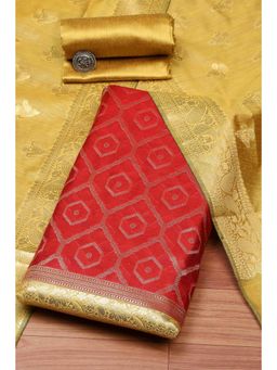 Biba - Women Red Chanderi Unstitched Top & Bottom with Dupatta