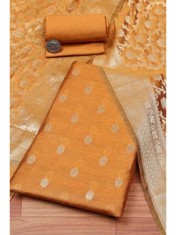 Biba - Women Mustard Cotton Unstitched Top & Bottom with Dupatta
