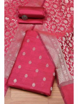 Biba - Women Pink Cotton Unstitched Top & Bottom with Dupatta