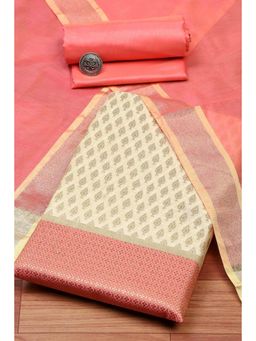 Biba - Women Pink Cotton Unstitched Top & Bottom with Dupatta