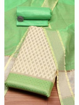 Biba - Women Pista Green Cotton Unstitched Top & Bottom with Dupatta