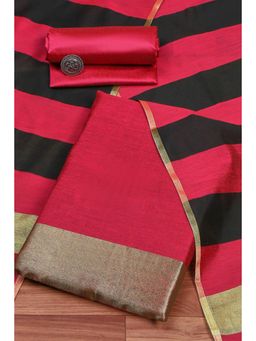 Biba - Women Red Cotton Unstitched Top & Bottom with Dupatta