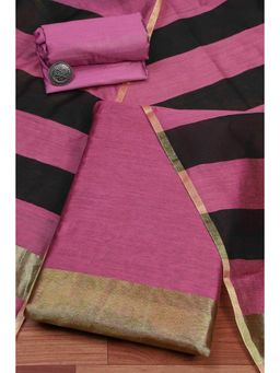 Biba - Women Pink Cotton Unstitched Top & Bottom with Dupatta
