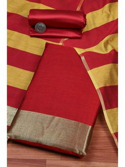 Biba - Women Red Cotton Unstitched Top & Bottom with Dupatta