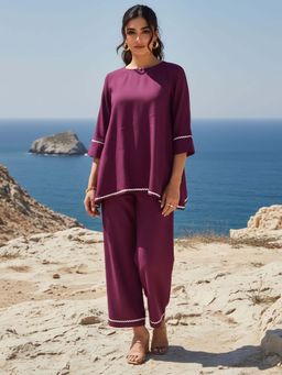 Dora Dori - Purple Solid Viscose Co-Ord Set