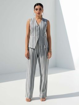 Dora Dori - Grey Stripes Cotton Co-Ord Set