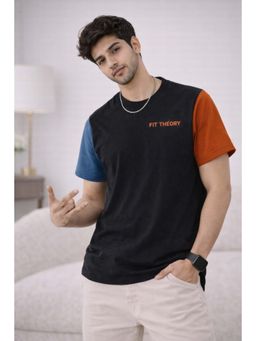 The Fit Theory - Men Black Cut N Sew T-shirt