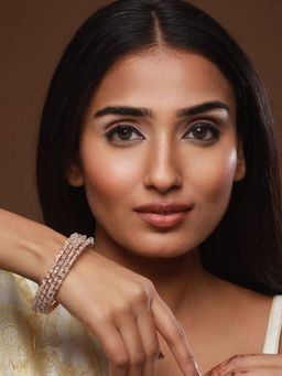 Aatmana - Rose Gold Plated & Crystal Studded Bangles (Set of 4)