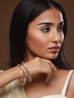 Aatmana - Rose Gold Plated & AD Studded Bangles (Set of 2)