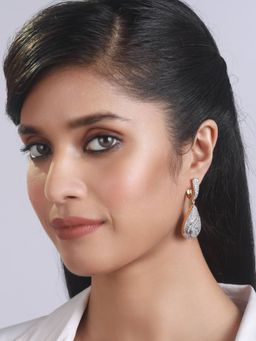 Aatmana - Silver Plated American Diamond Drop Earrings