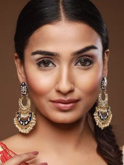 Aatmana - Blue Gold Plated Meenakari & Pearls Beaded Drop Earrings