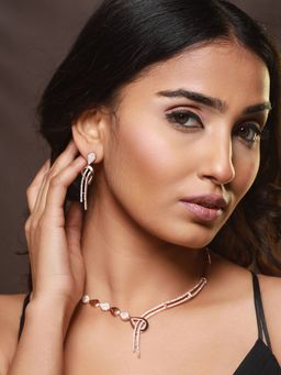 Aatmana - Rose Gold Plated CZ Studded Jewellery Set