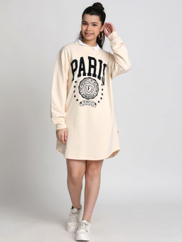 Lil Tomatoes - Girls Cream Light Weight Cotton Looper Knee Length Dress