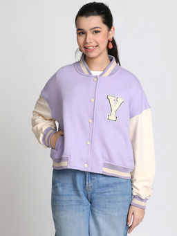 Lil Tomatoes - Girls Lavender Heavy Weight Cotton Fleece Bomber Jacket