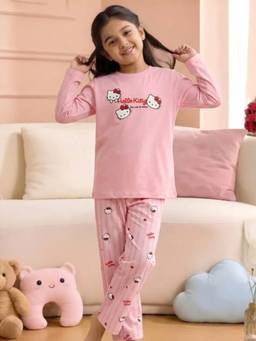 Napchief - Girls Pink Hello Kitty Bubble Gum T-shirt with Pyjama