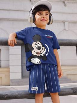 Napchief - Blue Printed Relaxed T-Shirt and Shorts