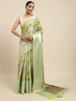 Mimosa - Womens Kanjivaram Art Silk Saree with Unstiched Blouse (5650-10034-TD-PSTA)