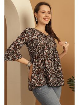 Rajnandini - Women's Multi-Color Pure Cotton Paisley Printed Short Tunic
