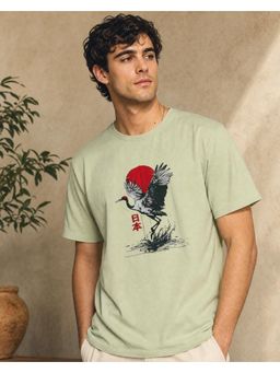 Nobero - Mens Green Premium Graphic Printed Cotton T-Shirt