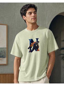 Nobero - Mens Green Premium Graphic Printed Cotton T-Shirt