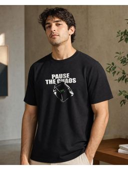 Nobero - Mens Black Premium Graphic Printed Cotton T-Shirt
