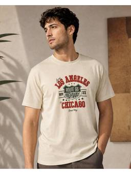 Nobero - Mens White Premium Graphic Printed Cotton T-Shirt
