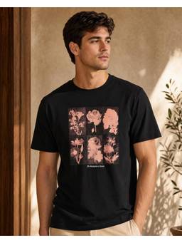 Nobero - Mens Black Premium Graphic Printed Cotton T-Shirt