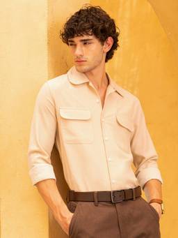 CAHOOT - Mens Flap Pocket Cuban Collar Regular Fit Shirt