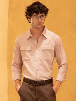 CAHOOT - Mens Flap Pocket Solid Regular Fit Shirt