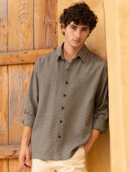 CAHOOT - Mens Woven Houndstooth Oversized Fit Shirt
