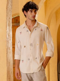 CAHOOT - Mens All Over Embroidered Regular Fit Shirt
