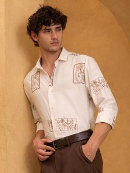 CAHOOT - Mens All Over Embroidered Regular Fit Shirt
