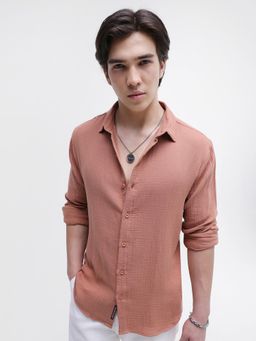 CAHOOT - Mens Textured Double Cloth Regular Fit Shirt