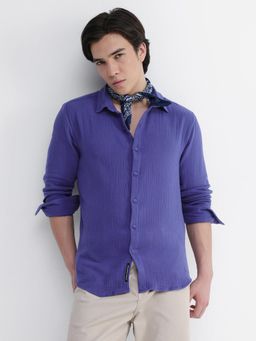 CAHOOT - Mens Textured Double Cloth Regular Fit Shirt