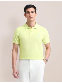 U.S. POLO ASSN. - Green Solid Slim Fit Polo T-Shirt