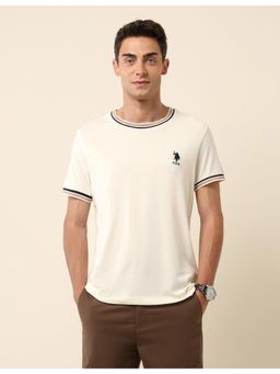 U.S. POLO ASSN. - Off White Solid Slim Fit T-Shirt