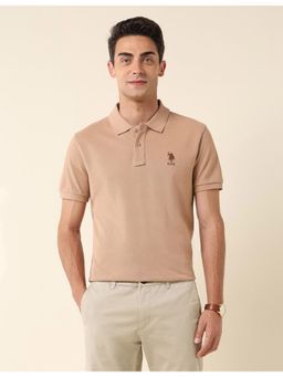U.S. POLO ASSN. - Beige Slim Fit Pure Cotton Polo T-Shirt