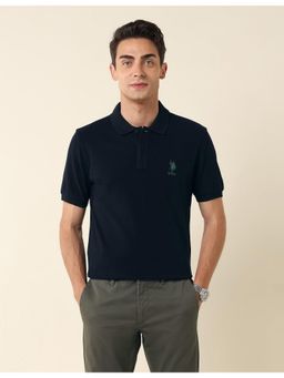 U.S. POLO ASSN. - Navy Blue Slim Fit Pure Cotton Polo T-Shirt