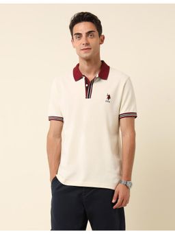 U.S. POLO ASSN. - Off White Pure Cotton Slim Fit Polo T-Shirt