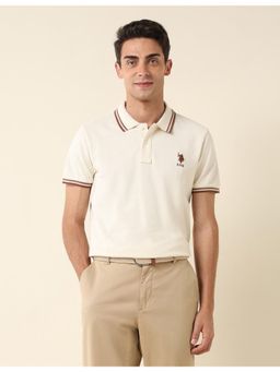 U.S. POLO ASSN. - Off White Pure Cotton Slim Fit Polo T-Shirt