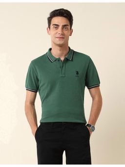U.S. POLO ASSN. - Green Pure Cotton Slim Fit Polo T-Shirt