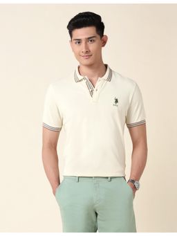 U.S. POLO ASSN. - Off White Slim Fit Pure Cotton Polo T-Shirt