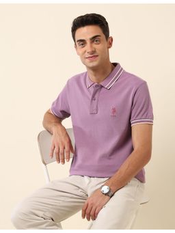 U.S. POLO ASSN. - Purple Solid Slim Fit Polo T-Shirt